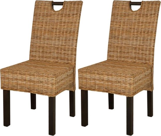 Vidaxl Eetkamerstoelen Kubu 2 Stuks Rattan Mangohout - Bruin