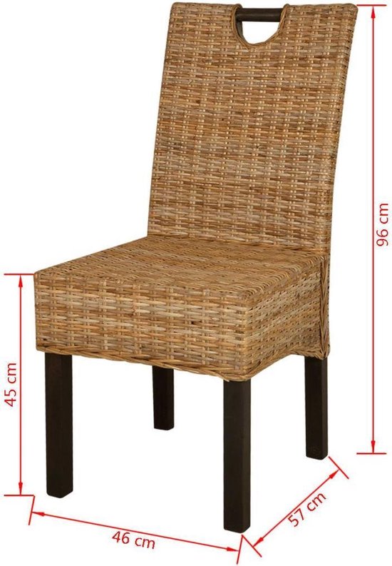 Vidaxl Eetkamerstoelen Kubu 2 Stuks Rattan Mangohout - Bruin