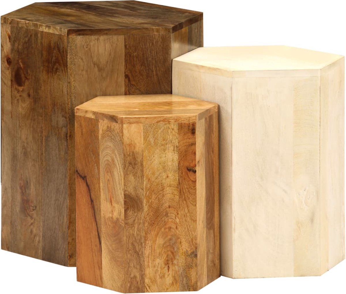 Vidaxl Salontafelset Massief Mangohout 3-delig - Bruin