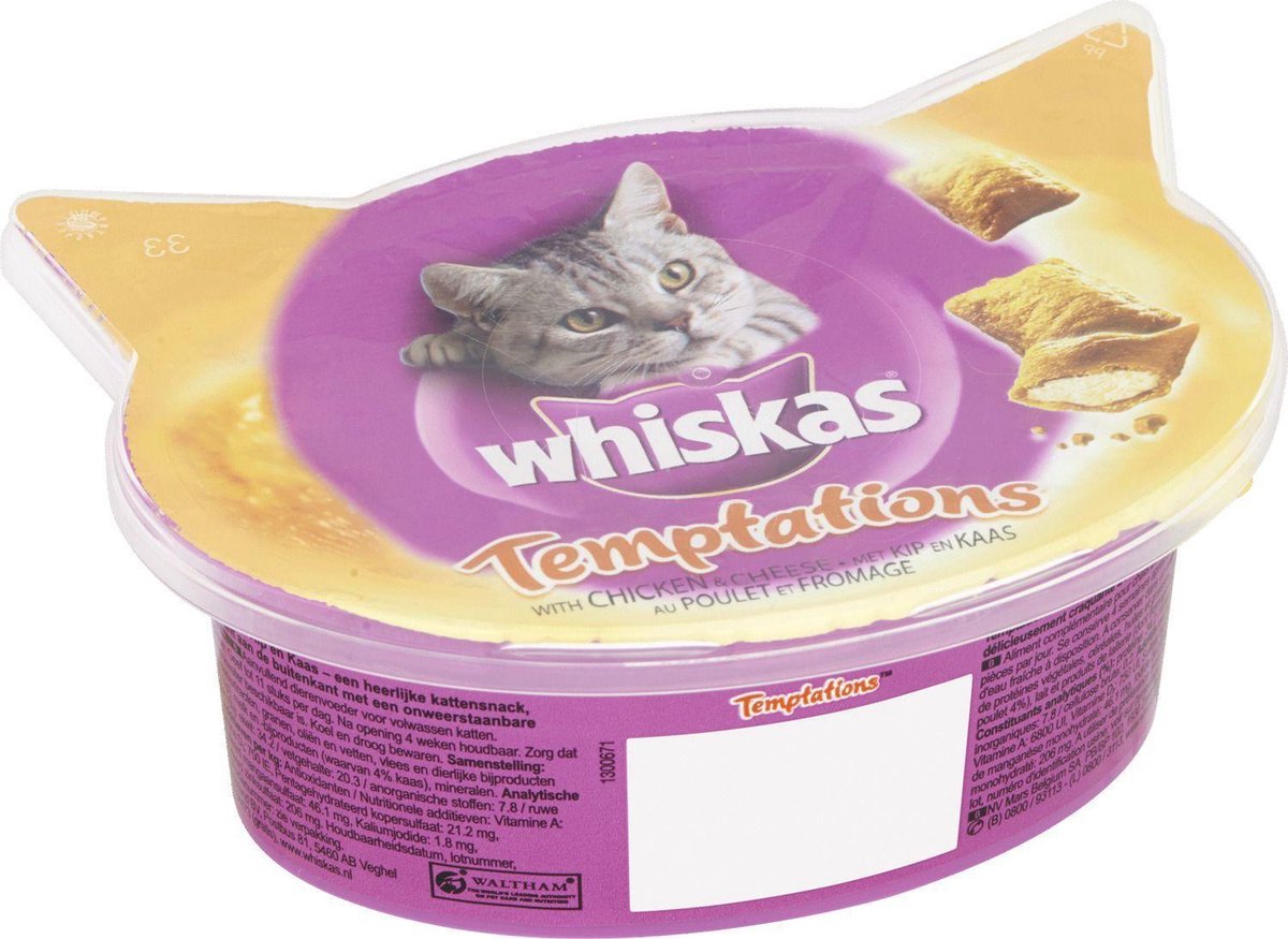 Whiskas Temptations 60 g - Kattensnack - Rund&Vlees