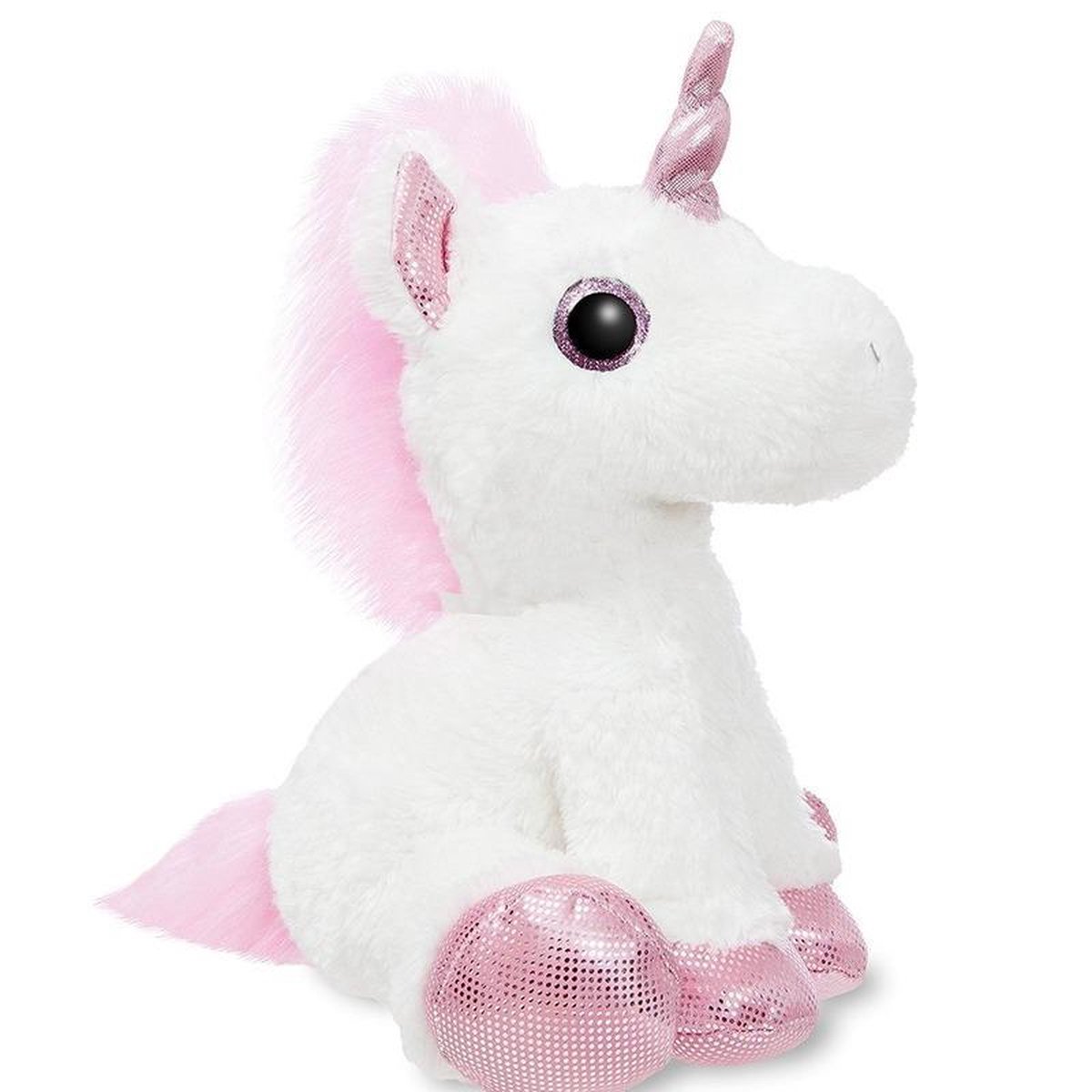 Verjaardag Knuffel Eenhoorn Roze/ - 30 Cm - Incl. Gratis Verjaardagskaart - Wit