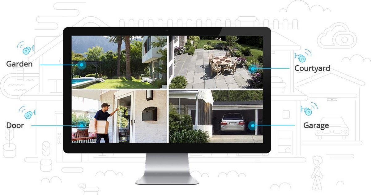 Foscam FN7108W-B4-1T, 2MP Full HD WiFi beveiligingsset