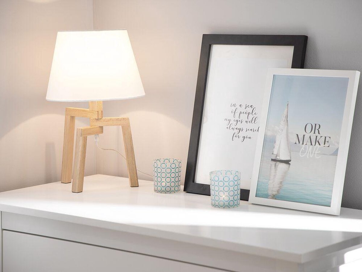 Beliani Nalon Tafellamp Hout 25 X 25 Cm