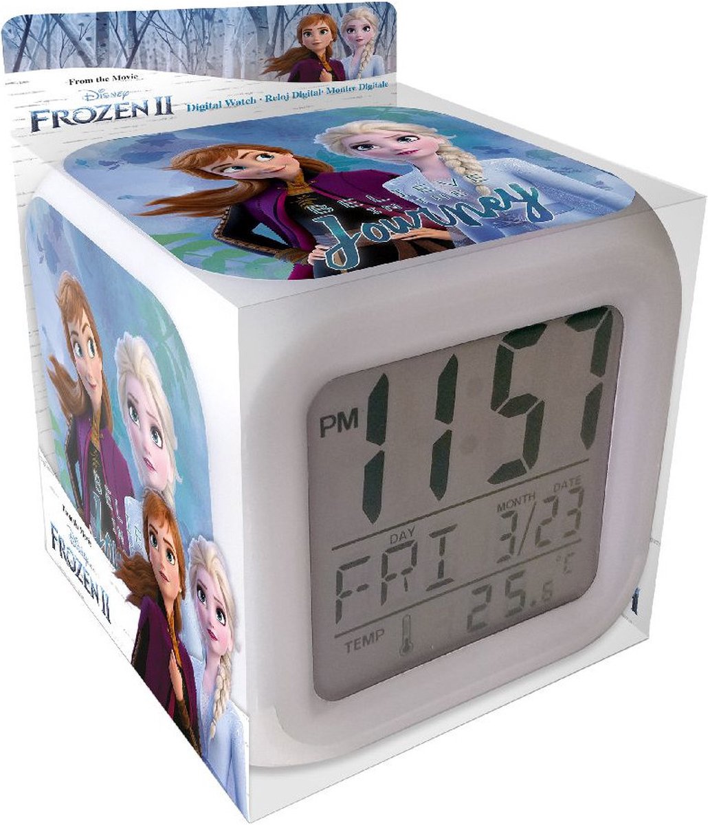 Disney wekker Frozen digitaal led junior 8 x 8 cm wit