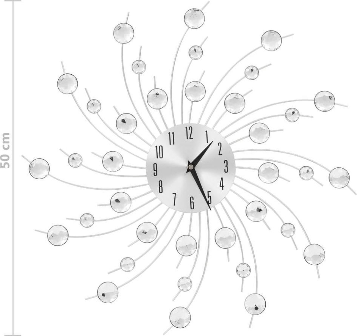 Vidaxl Wandklok Met Quartz-mechanisme 50 Cm Modern Ontwerp - Silver