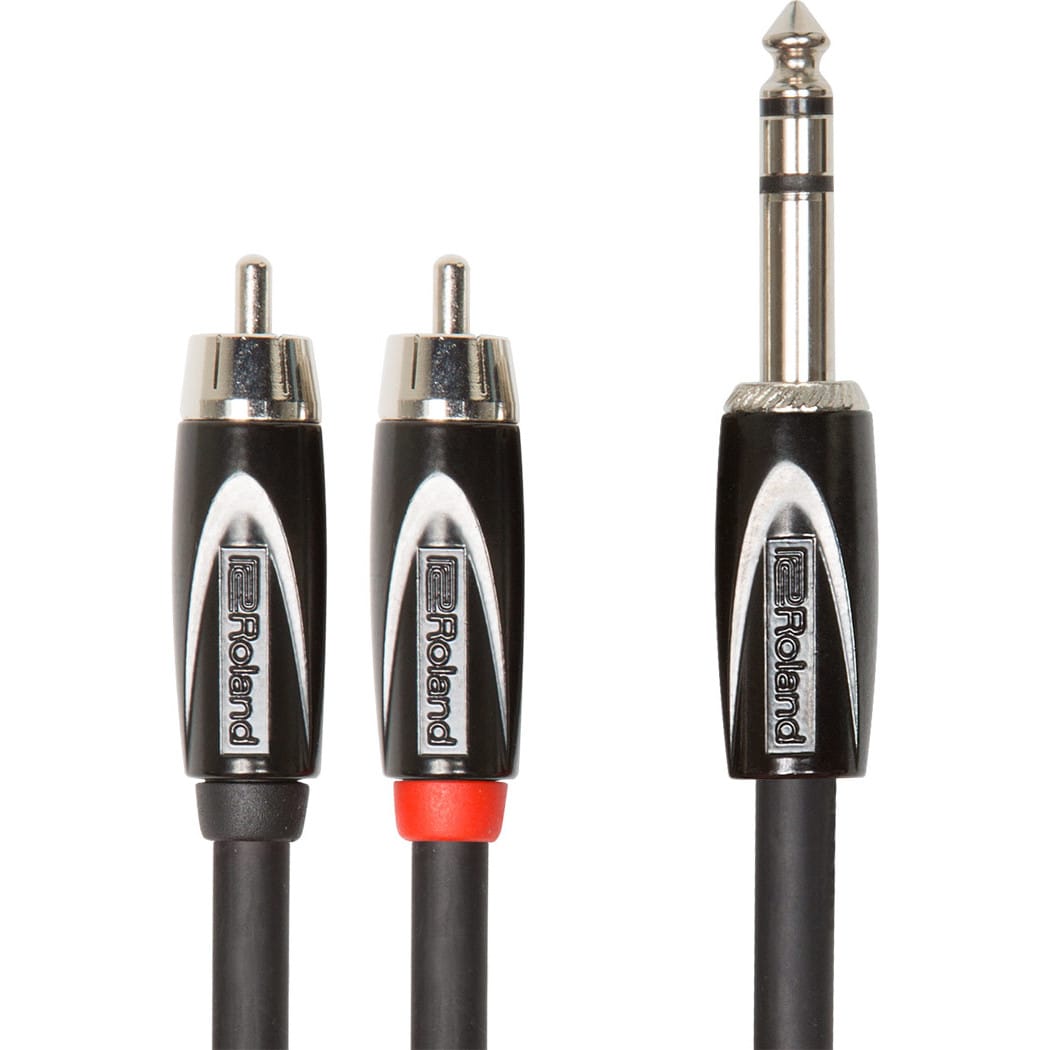 Roland RCC-10-TR2RV2 verloopkabel 1x 6.35mm TRS naar 2x RCA 3 meter