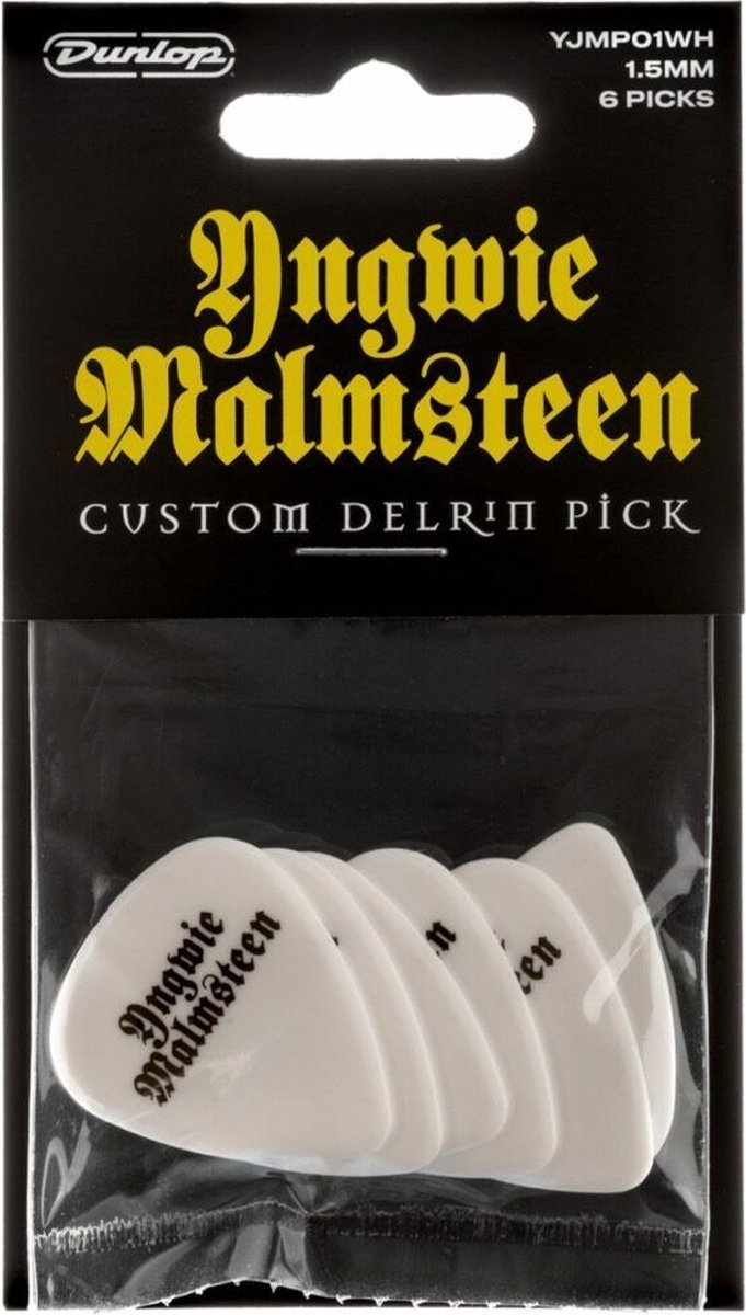 Dunlop YJMP01WH Yngwie Malmsteen Custom Delrin Pick White 1.5 mm plectrumset (6 stuks)