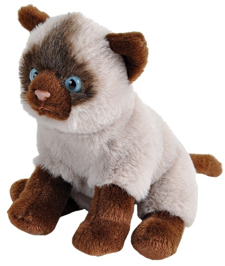 Wild Republic knuffelkat Siamees junior 13 cm pluche wit/bruin