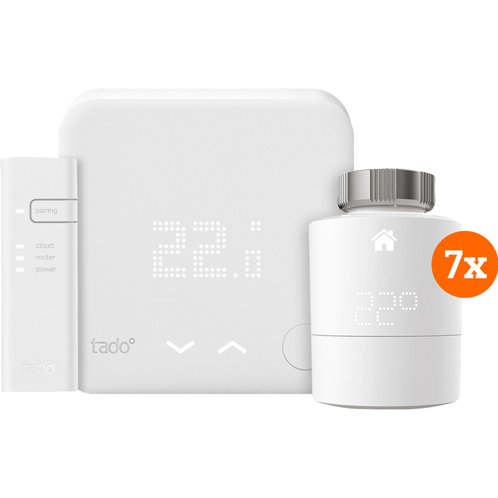 Tado Slimme Thermostaat V3+ startpakket + 7 radiatorknoppen