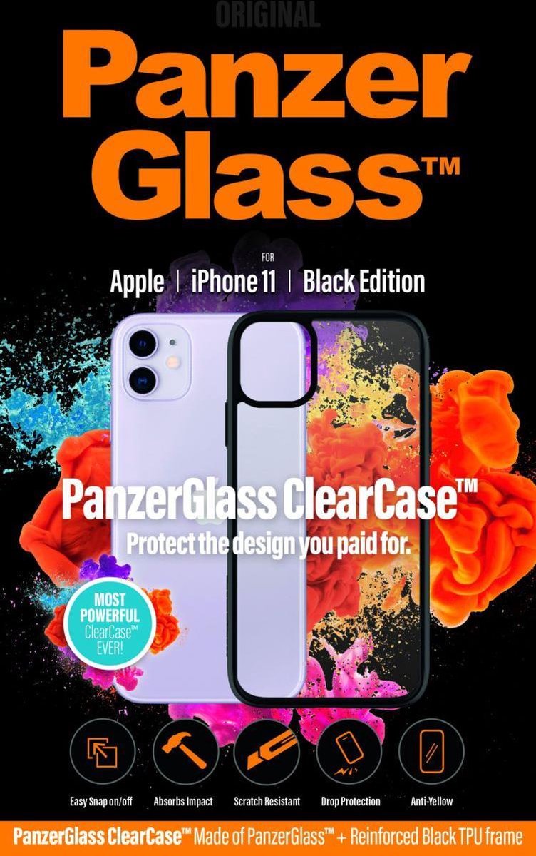 PanzerGlass ClearCase met TPU-frame voor iPhone 11 - Zwart