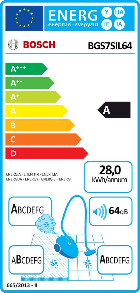 Bosch stofzuiger BGS7SIL64 - Zwart