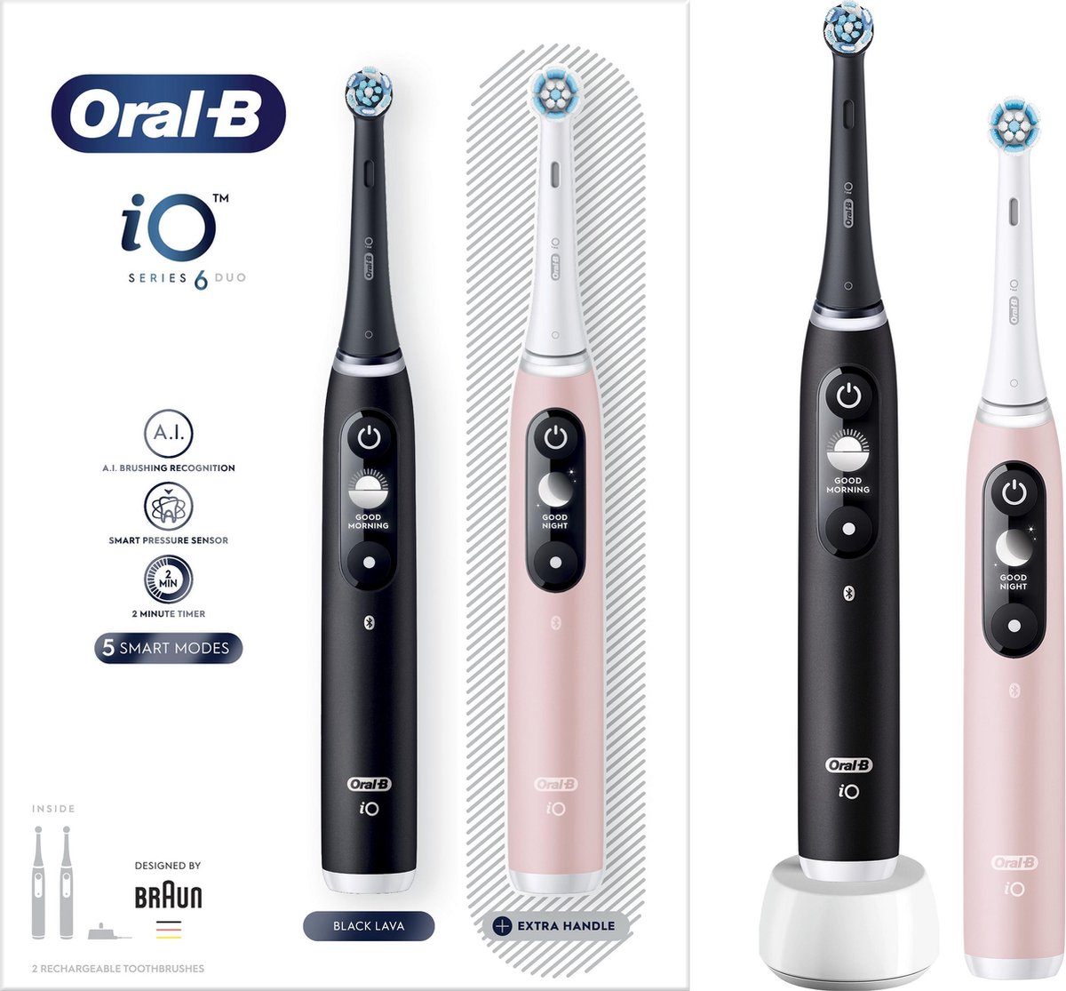 Oral B iO Series 6 Duo Pack Zwart en - Roze