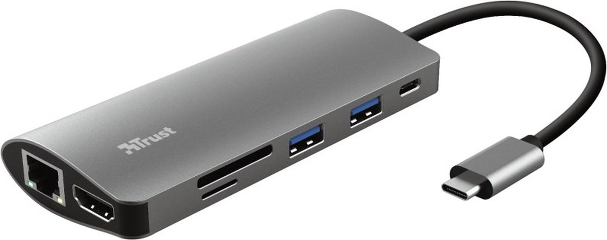 Trust 7-in-1 adapter Dalyx USB-C - Zwart