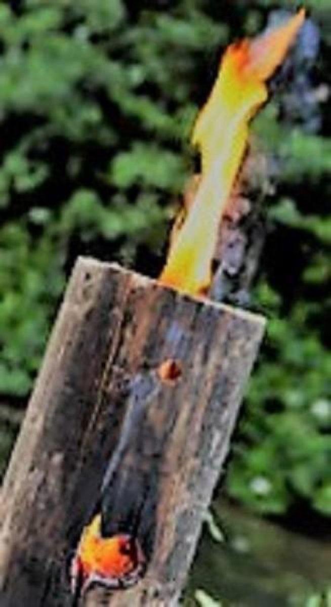 Buitenkaars Hout H20xd15cm - Bruin