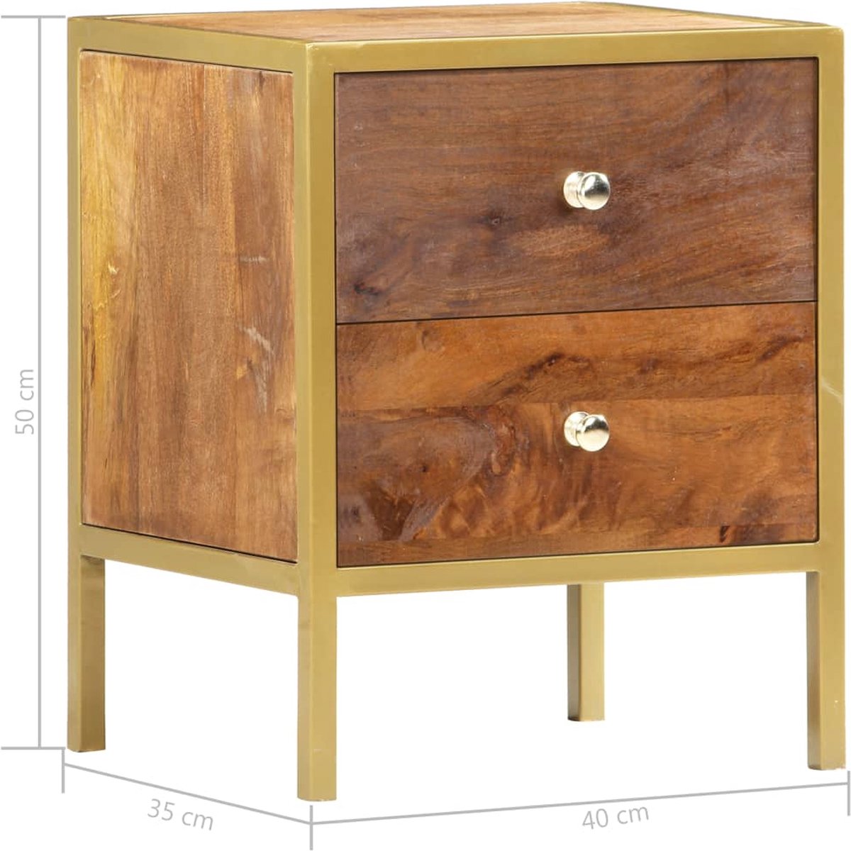 Vidaxl Nachtkastje 40x35x50 Cm Massief Mangohout - Bruin