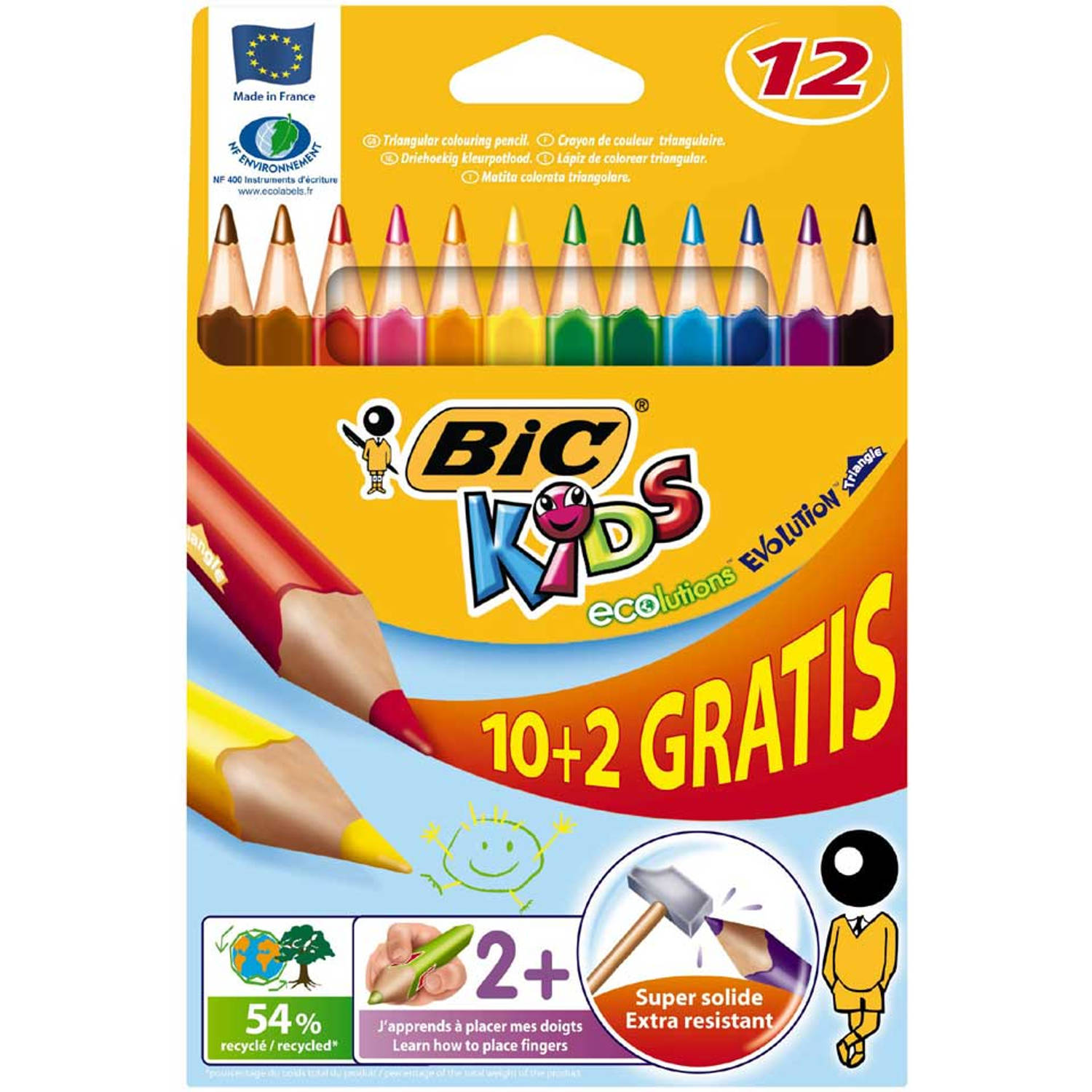 Bic Kids Driehoekige Kleurpotloden - 12 Stuks