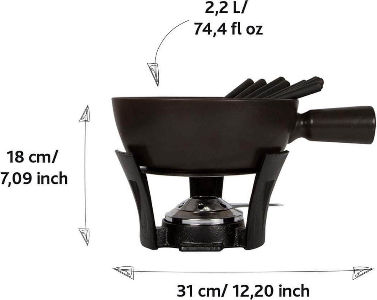 Boska Fondueset Nero L - 8 Personen 2,2 L - Zwart