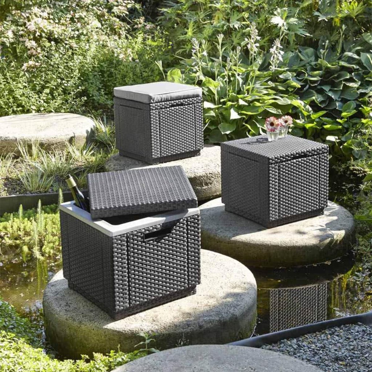 Allibert Hocker/voetenbankje Cube - - Grijs