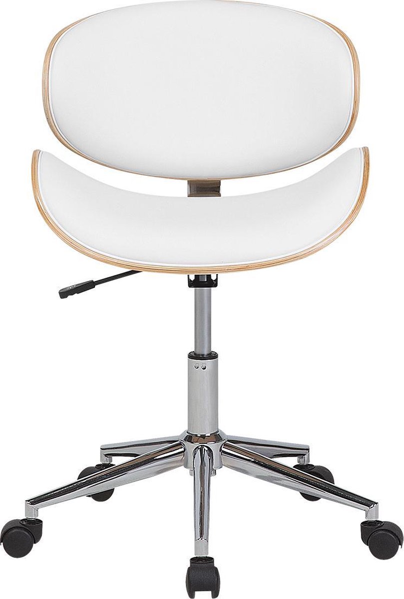 Beliani Rotterdam - Bureaustoel-wit-kunstleer