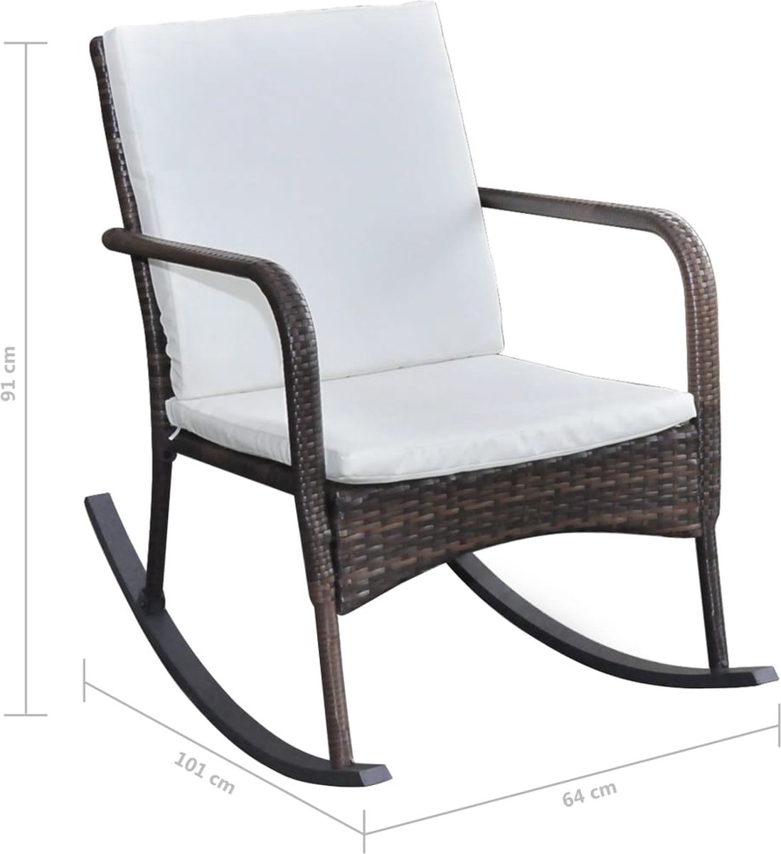 Vidaxl Tuinschommelstoel Poly Rattan - Bruin