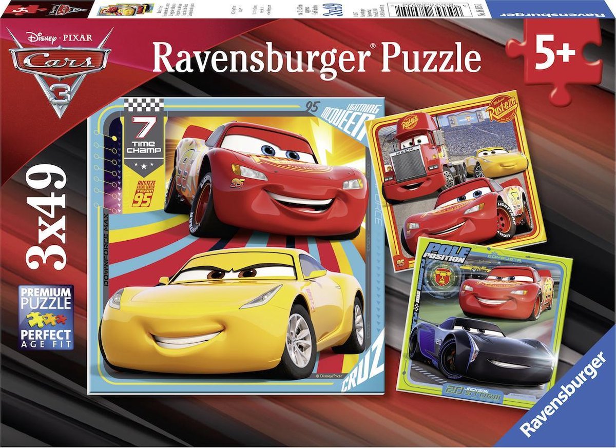 Ravensburger Puzzel Disney Cars 3 Legendes Van De Baan - 3 X 49 Stukjes