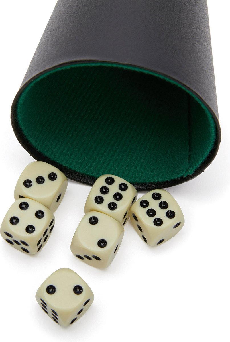 Longfield Games Dobbelbeker Met Dobbelstenen En Scoreblokje - Zwart