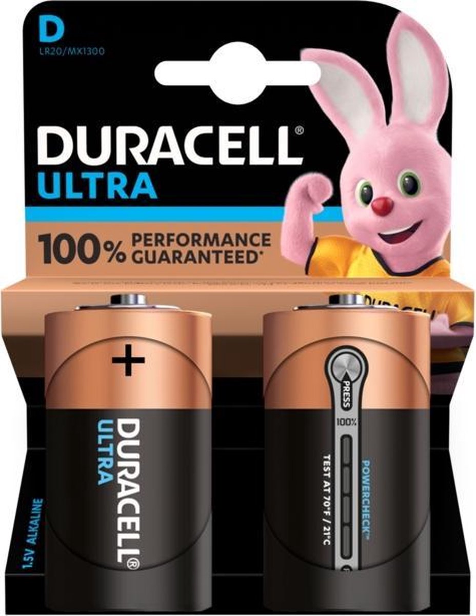 Duracell Ultra Power D Alkaline Batterijen - 2 Stuks - Blauw