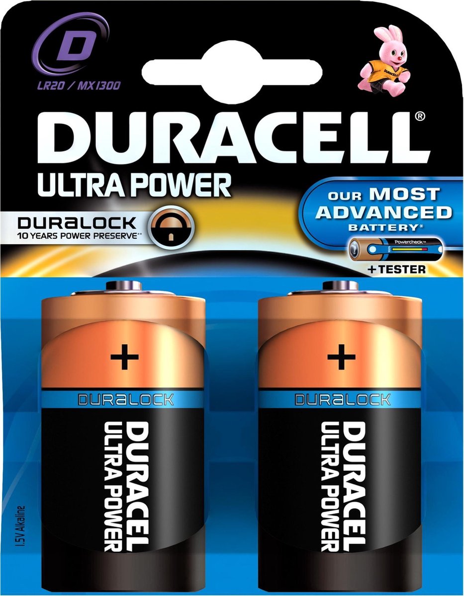 Duracell Ultra Power D Alkaline Batterijen - 2 Stuks - Blauw