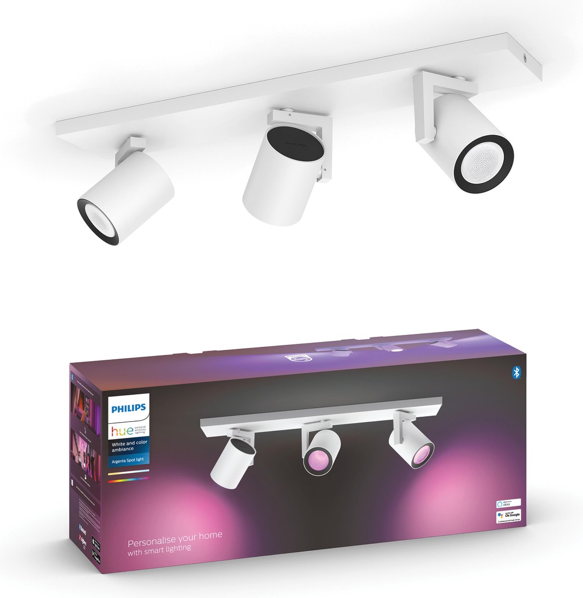 Philips Hue Argenta 3-Spot White & Colour - Wit