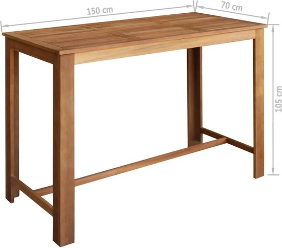Vidaxl Bartafel 150x70x105 Cm Massief Acaciahout - Bruin