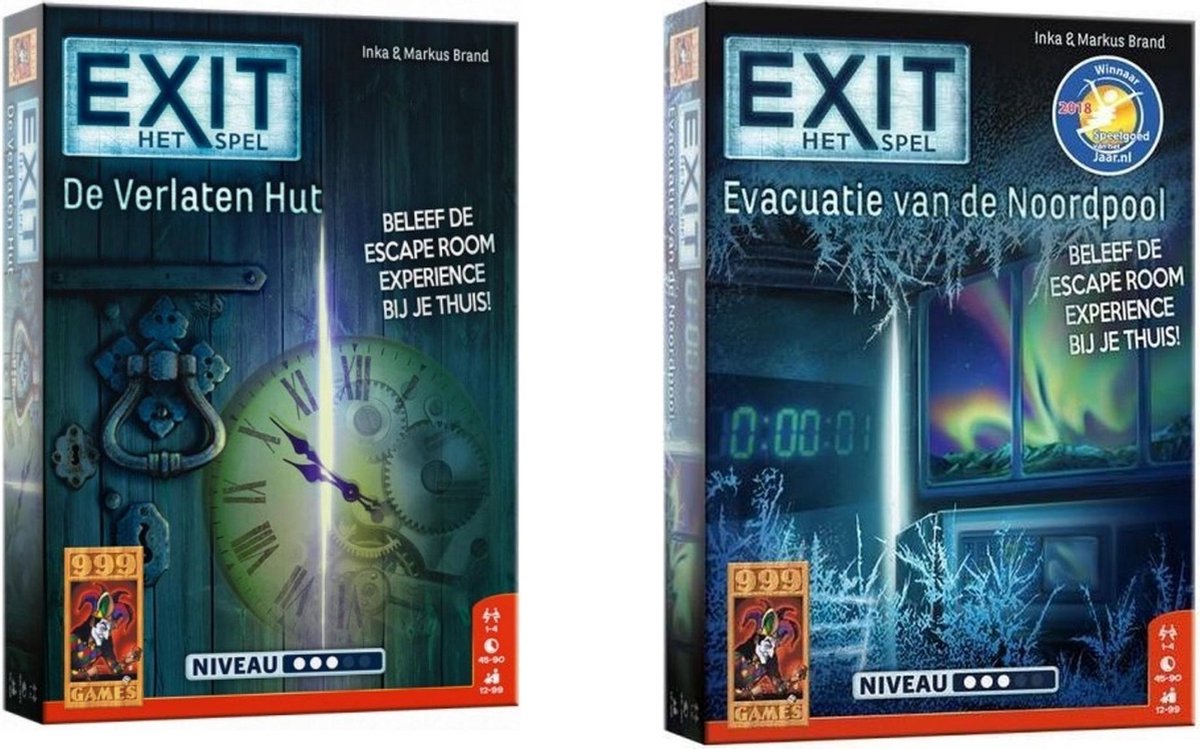 999Games Spellenbundel - 2 Stuks - Bordspel - Exit De Verlaten Hut & Exit Evacuatie Van De Noordpool