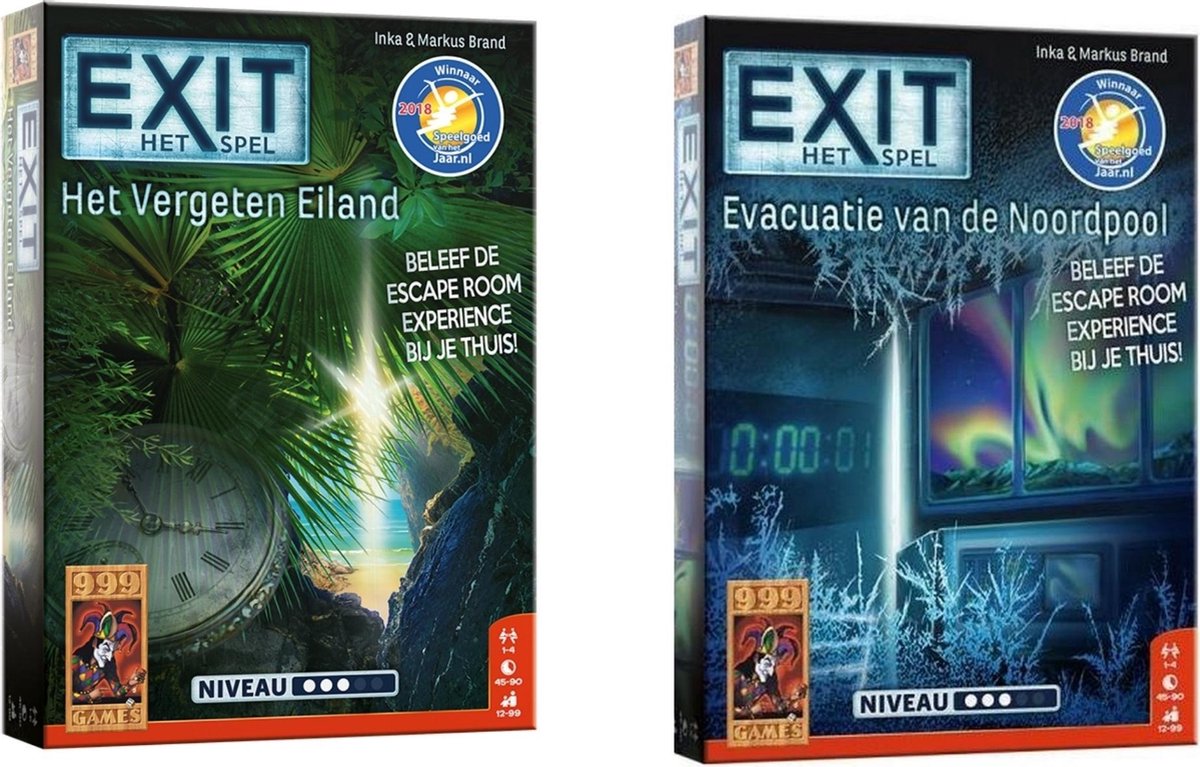 999Games Spellenbundel - 2 Stuks - Bordspel - Exit - Het Vergeten Eiland & Evacuatie Van De Noordpool