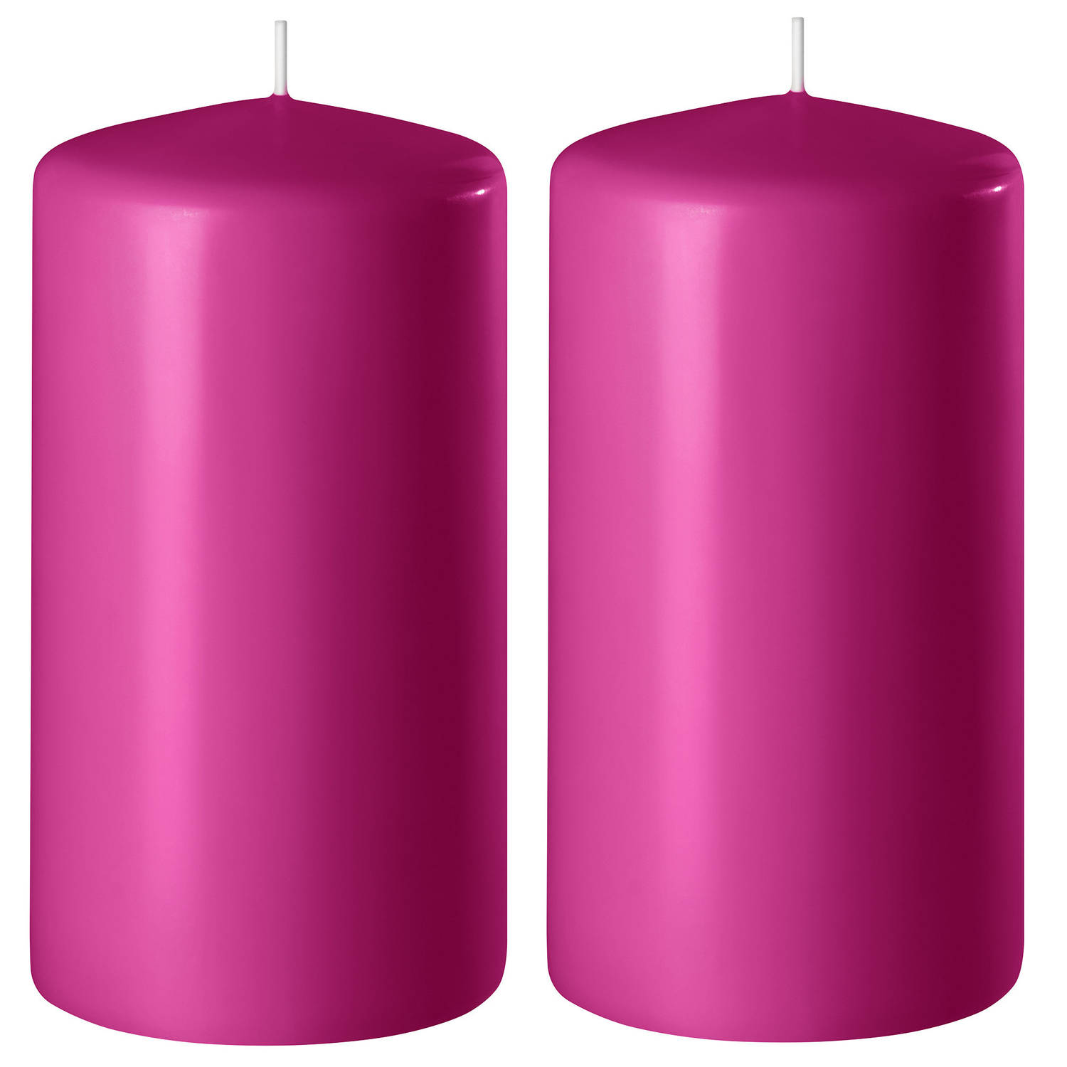 2x Fuchsia Cilinderkaarsen/stompkaarsen 6 X 10 Cm 36 Branduren - Stompkaarsen - Roze