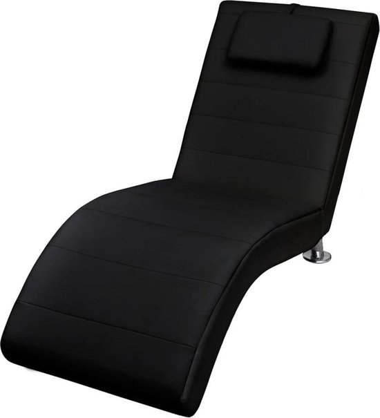 Vidaxl Chaise Longue Met Kussen Kunstleer - Negro