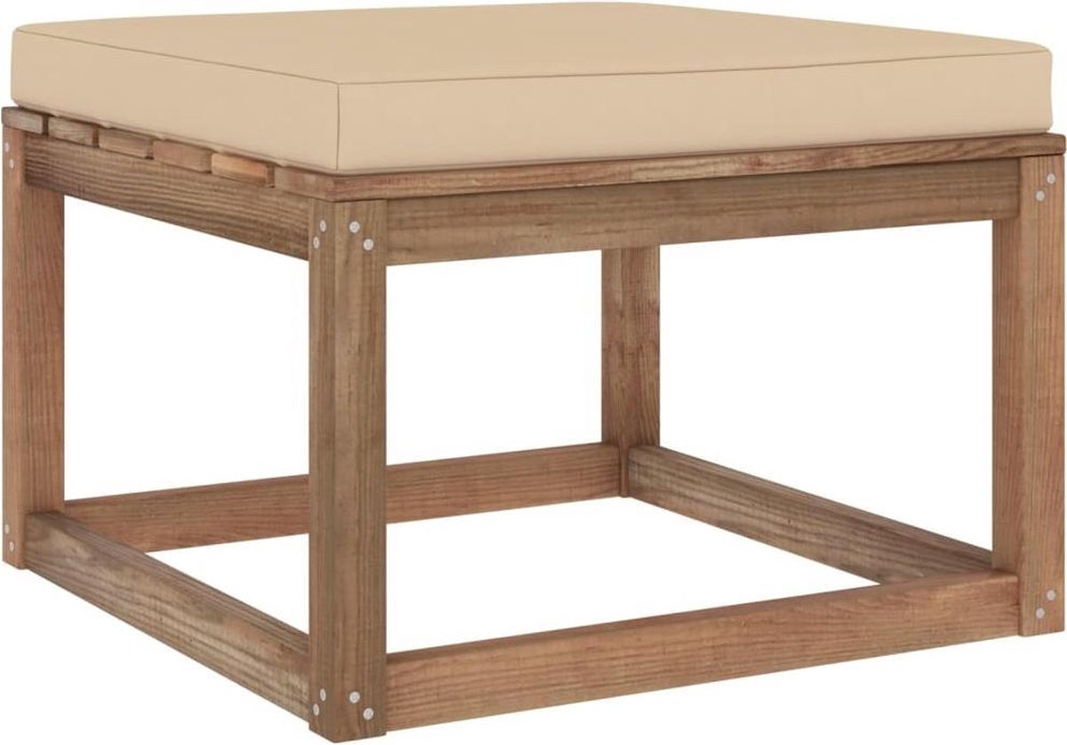 Vidaxl 3-delige Loungeset Pallet Met Kussens Geïmpregneerd Grenenhout - Beige