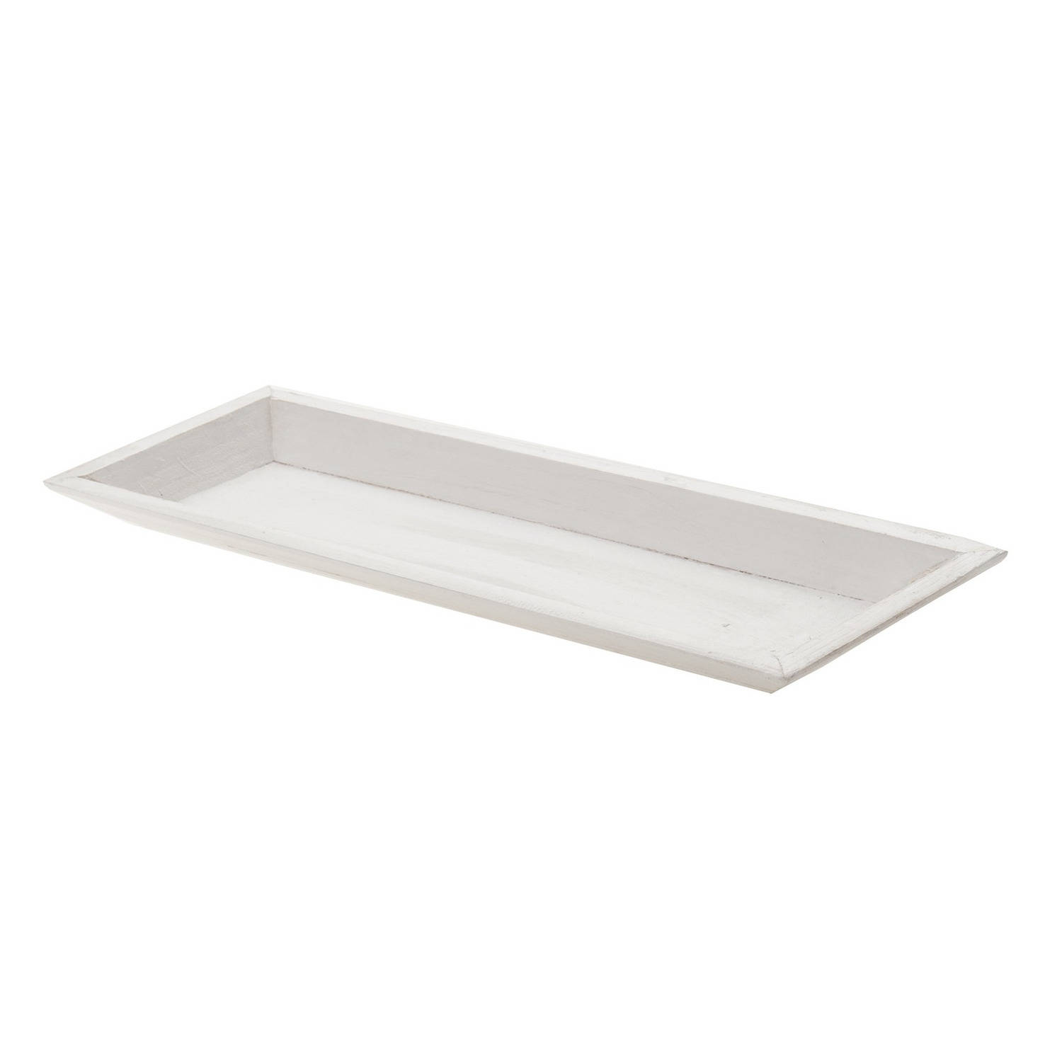 Houten Kaarsenbord/plateau Rechthoekig White Wash 39 X 15 Cm - Kaarsenplateaus