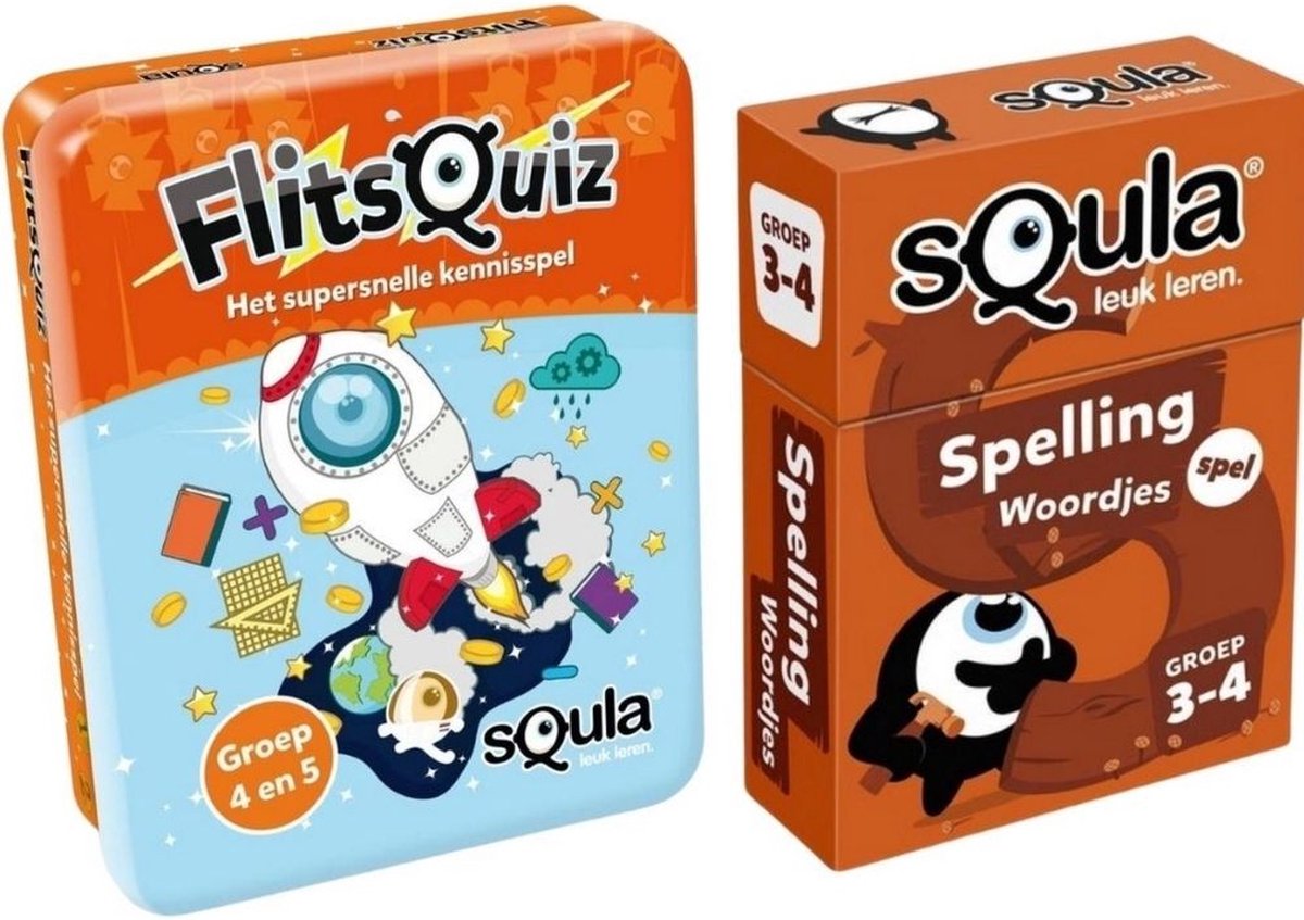 Spellenbundel - Squla - 2 Stuks - Flitsquiz Groep 4 5 - Spelling (Groep 3&4)
