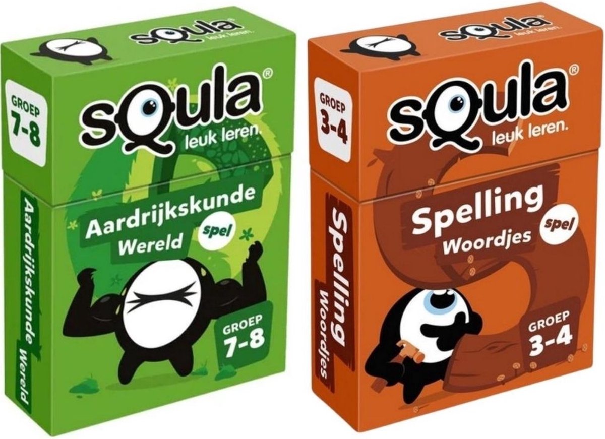 Spellenbundel - Squla - 2 Stuks - Groep 3-4 & 7-8 - Aardrijkskunde & Spelling
