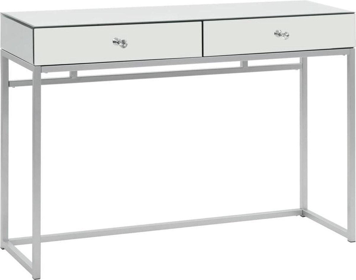 Vidaxl Wandtafel Gespiegeld 107x33x77 Cm Staal En Glas - Silver