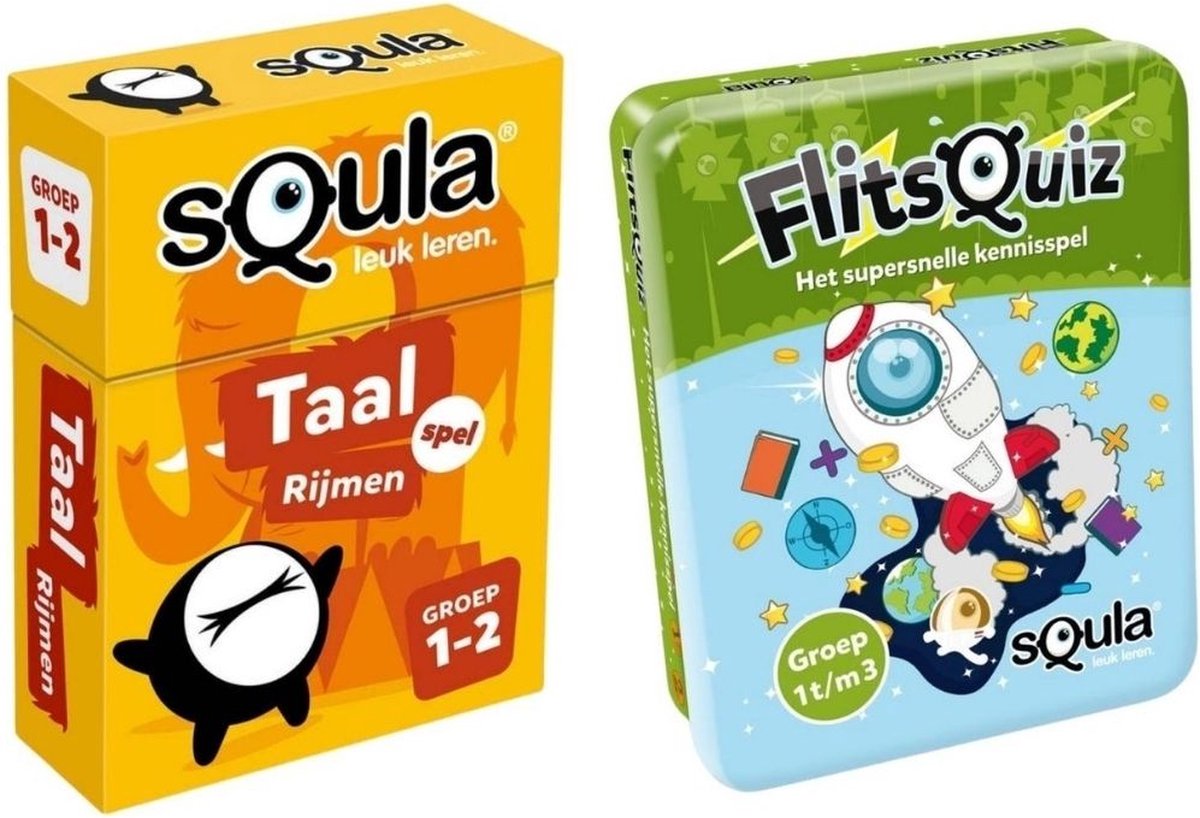 Spellenbundel - Squla - 2 Stuks - Flitsquiz Groep 1 T/m 3 - Taal (Groep 1&2)