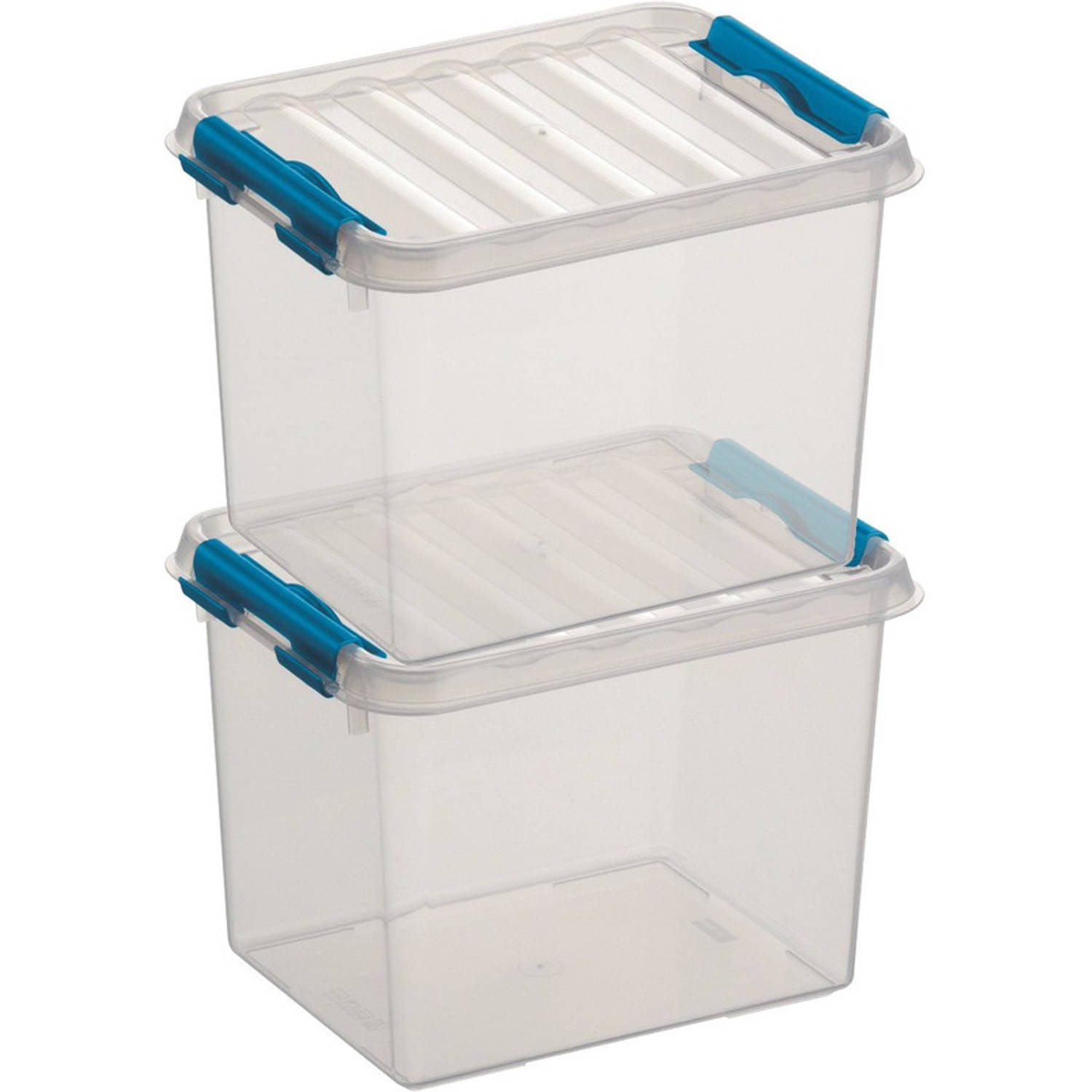 2x Kunststof Stapelbare Opbergbak 3 Liter 20 X 15 X 14 Cm - Opbergbox - Blauw