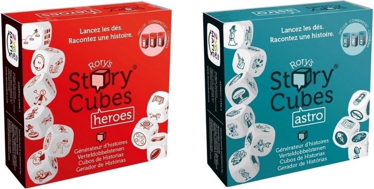 Asmodee Spellenbundel - Dobbelspel - 2 Stuks - Rory's Story Cubes Astro & Heroes