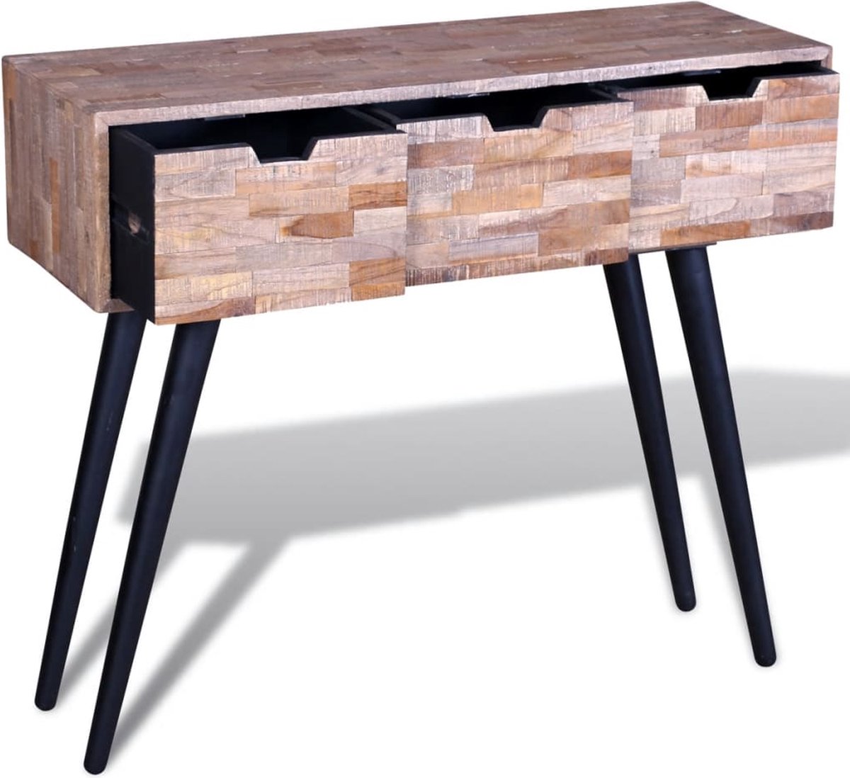 Vidaxl Wandtafel Met 3 Lades Gerecycled Teakhout - Bruin