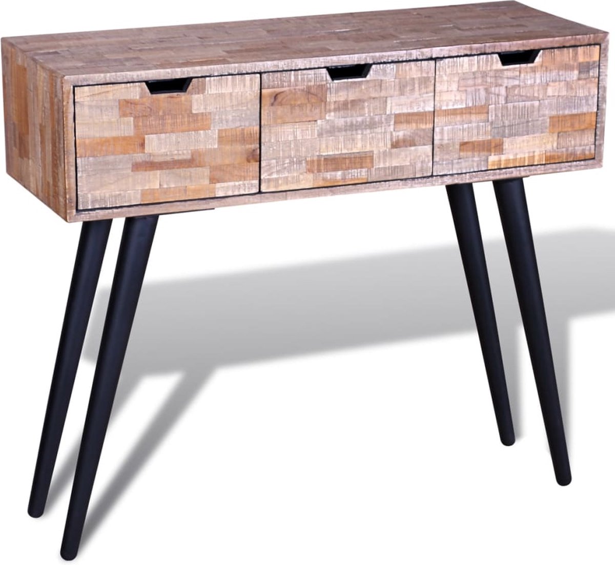 Vidaxl Wandtafel Met 3 Lades Gerecycled Teakhout - Bruin