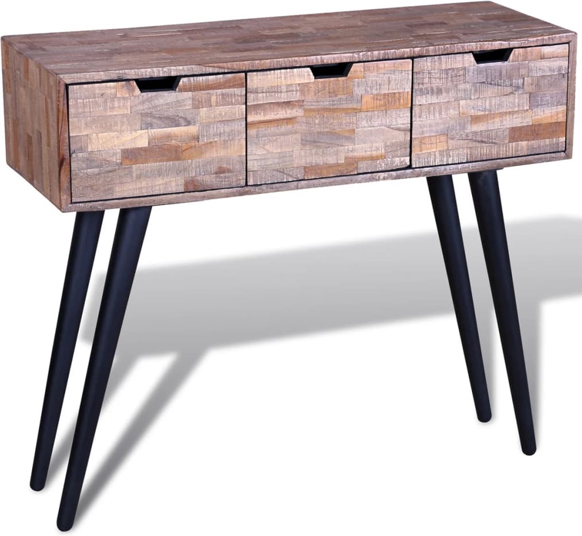 Vidaxl Wandtafel Met 3 Lades Gerecycled Teakhout - Bruin