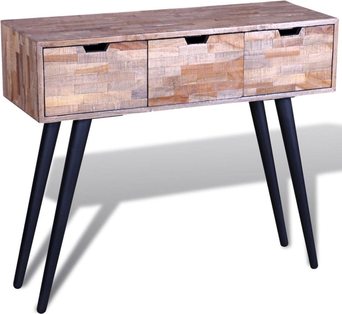 Vidaxl Wandtafel Met 3 Lades Gerecycled Teakhout - Bruin