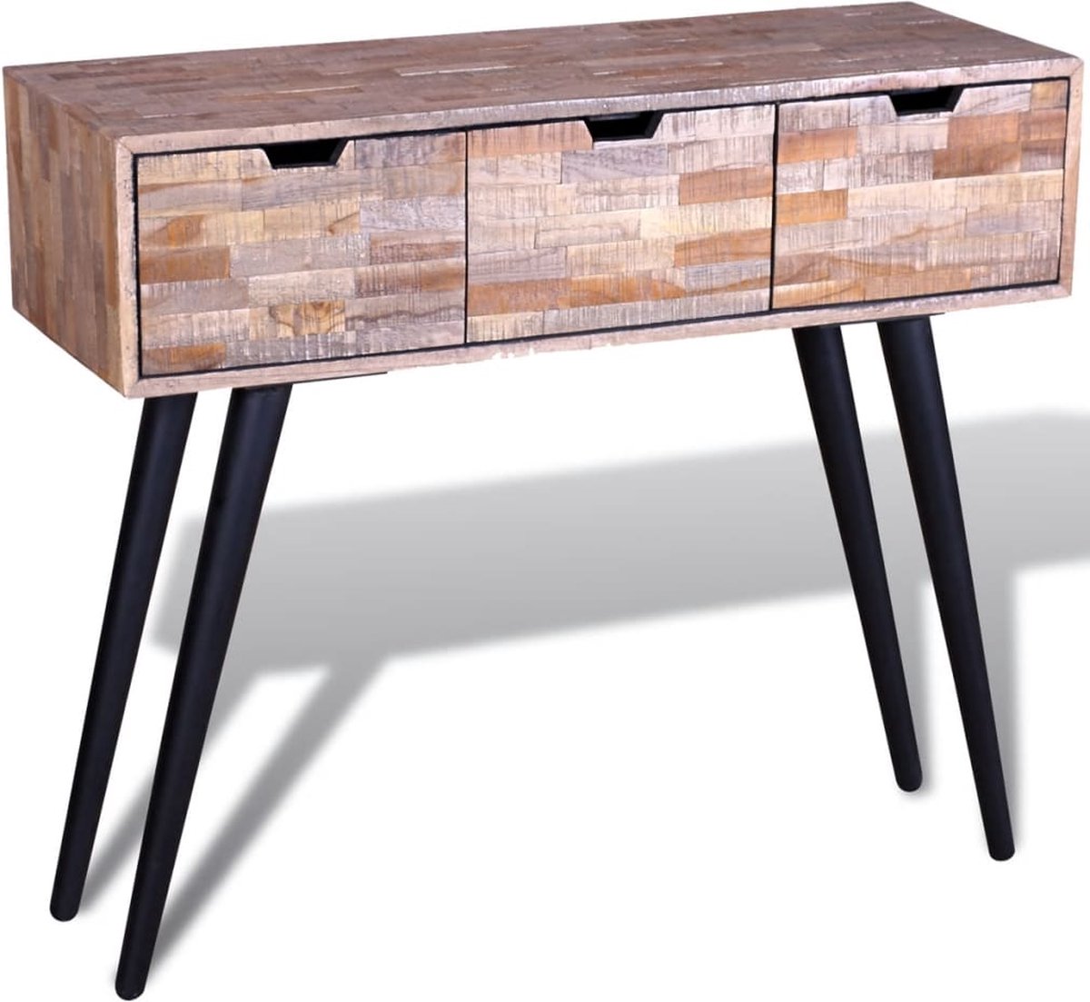 Vidaxl Wandtafel Met 3 Lades Gerecycled Teakhout - Bruin