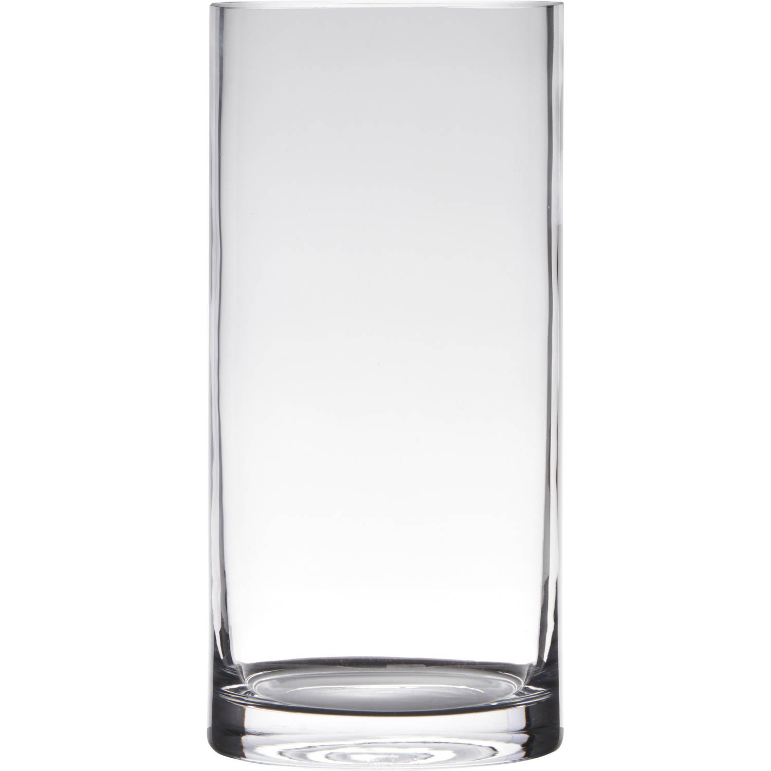 Bellatio Design Transparante Home-basics Cylinder Vorm Vaas/vazen Van Glas 25 X 12 Cm - Vazen