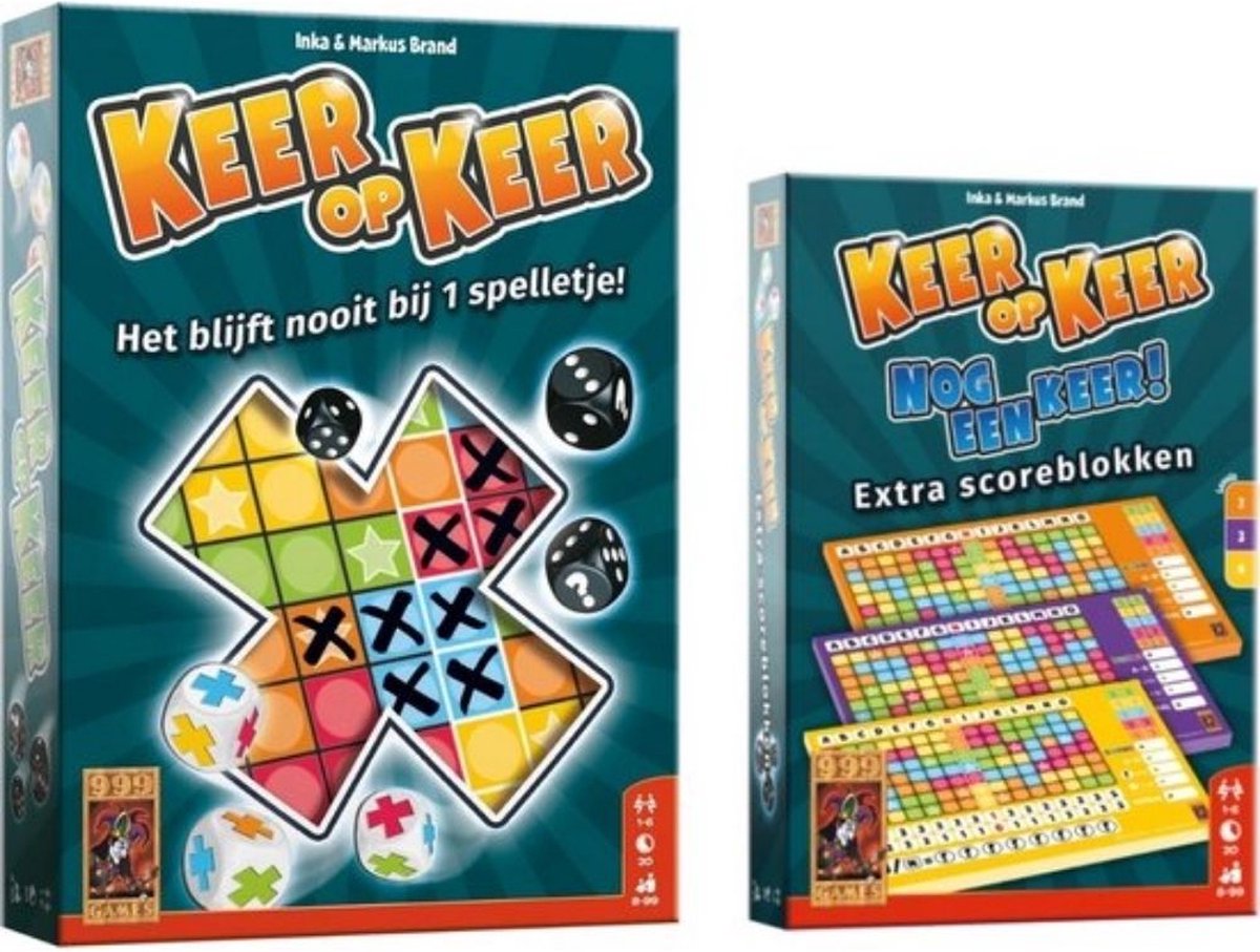 Spellenset - 2 Stuks - Keer Op Keer - Dobbelspel & Scoreblok 3 Stuks Level 2, 3 En 4