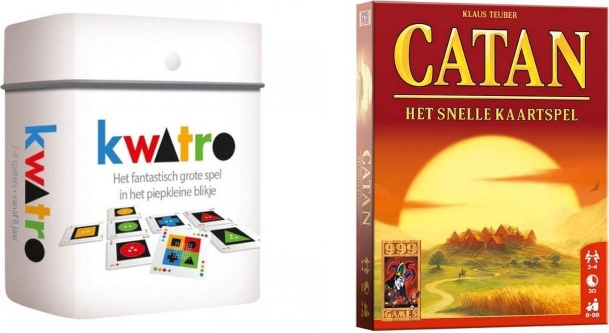 999Games Spellenbundel - Kaartspel - 2 Stuks - Kwatro & Catan: Het Snelle Kaartspel